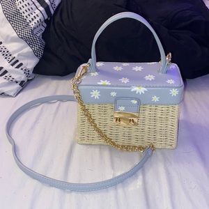 Small blue bag hand painted